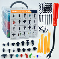 725 pièces, 23 types, vente chaude, ensemble de clips de fixation en plastique pour voiture, assortiment de clips de fixation pour carrosserie automobile, goupille de retenue à pression, rivet, pare-chocs