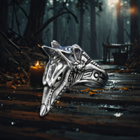 Punk Anubis égyptien croix bête anneau rétro loup Knuckle anneau en acier inoxydable argent plaqué animaux bijoux