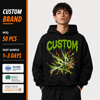Sweat à capuche personnalisé imprimé en 3D, effet délavé vintage, 500 g/m², luxe, poids lourd, logo du fabricant, sweats à capuche vierges de haute qualité