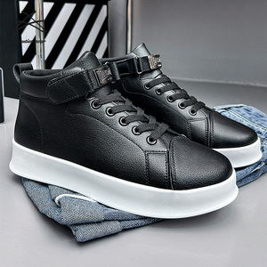 New Retro Trendy <strong>Shoes</strong> <strong>Men</strong> British Short Ankle Boots <strong>Velcro</strong> High Top Versatile Sports and Leisure Outdoor Casual <strong>Shoes</strong> - Product Image 4
