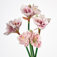 Bunga Amaryllis PU Mewah 2 Kepala, Sentuhan Asli, Hippeastrum Lateks Buatan Berkualitas Tinggi dengan Dua Kepala untuk Dekorasi Pesta Pernikahan