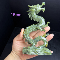 Vente en gros de sculptures de dragons en jade naturel, pierres semi-précieuses, statues de dragons chinois en jade Xiuyan pour la décoration de la maison