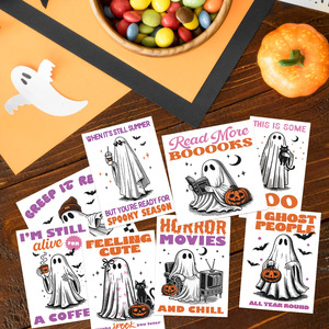 Pegatinas de Fantasmas de Halloween, Impresas con UV, PVC Rectangular, Autoadhesivas, Decoración Festiva QT1499, Paquete de 9 - Product Image 5
