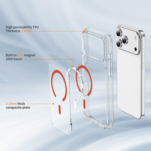 Étui magnétique antidérapant N52 pour iPhone 18 Pro Max Air 17 16 15 14, <span class=keywords><strong>coque</strong></span> transparente de couleur, pare-chocs hybride, <span class=keywords><strong>coque</strong></span> arrière antichoc - Product Image 2