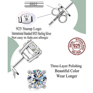 Orecchini a Lobo alla Moda in Argento Sterling 925 con Zirconi Cubici per Donna Adulto Bambino <span class=keywords><strong>Ragazzo</strong></span> Stile Fashion Minimalista Rotondo Iced Out Gioielli in Zirconia Cubica - Product Image 6