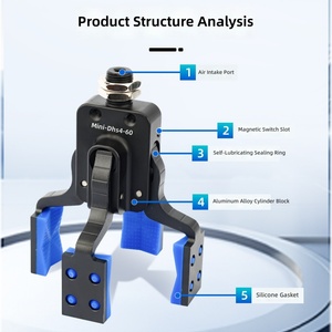 Mini Pinza Neumática Robótica de 25 a 85 mm, Pinza de Cuatro Mandíbulas con Funda de Goma para Sistema de Automatización - Product Image 5