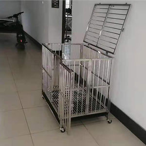 HF veteriner kliniği kafes köpekler için evcil hayvan kulubesi tekerlekler ile köpek kafesi çelik katlanabilir köpek kafesleri kasaları - Product Image 6