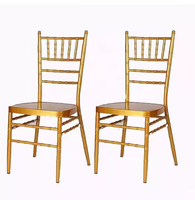 Chaise de mariage dorée Chiavari en métal empilable pour événements, restaurants et banquets en plein air – Vente en gros