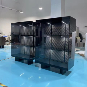 Gabinetes de almacenamiento de acero inoxidable de lujo, gabinetes de <span class=keywords><strong>vino</strong></span> de vidrio templado en la sala de estar y estantes de <span class=keywords><strong>vino</strong></span> en la sala de exposiciones - Product Image 1
