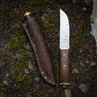 Couteau de camping Viking SAZ ENTERPRISES, acier à haute teneur en carbone, pointe clip, manche en bois, 9 pouces, non réglable, EDC, cadeau, OEM SAZ-V8