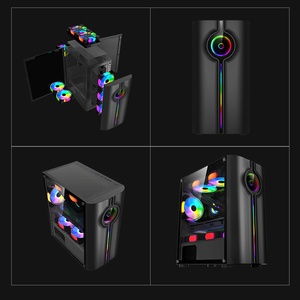 Boîtier <span class=keywords><strong>PC</strong></span> Gaming M-ATX avec 3 ventilateurs avant, support de refroidissement liquide AIO 240mm supérieur, châssis ITX, GPU 330mm, refroidisseur CPU 160mm, boîte noire - Product Image 2