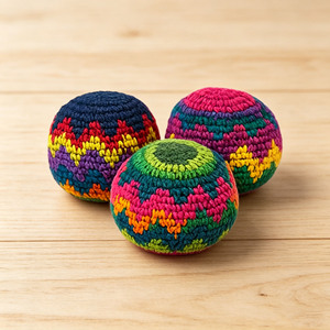 Ballon Hacky Sack au crochet fait main, Footbag coloré tissé, Ballon Kick Sack tricoté durable pour jeux en plein air - Product Image 2