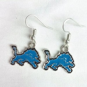 Envío rápido Sport Detroit Lions Swirl Heart Pendientes Multicolor Team logo Pendientes colgantes - Product Image 1