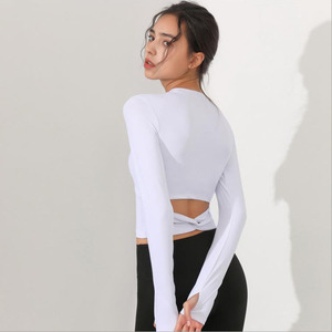 <span class=keywords><strong>Camiseta</strong></span> sin mangas con tirantes cruzados en la espalda <span class=keywords><strong>para</strong></span> mujer, Top Sexy de Fitness de manga <span class=keywords><strong>larga</strong></span> - Product Image 2