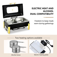 YITIAN Réchaud de buffet en acier inoxydable à 2 formes pour répondre à différents besoins de mise en place, avec couvercle en verre, pour mariages, traiteurs et fêtes