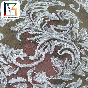 Neues Design Braut schnur Bestickte Pailletten Mesh Spitzens toff Hochwertige Pailletten Stickerei Tüll Spitzens toff für Hochzeits kleid - Product Image 4