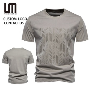 Liu Ming liquidación ventas al por mayor verano hombres Casual cuello redondo algodón bordado manga corta Color sólido camiseta - Product Image 1
