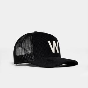 Casquette de camionneur en velours côtelé personnalisée, broderie en feutre, 5 panneaux, visière incurvée structurée - Product Image 5