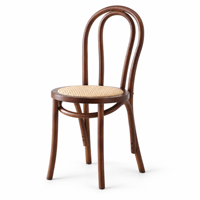 Chaise de bistrot vintage française en bois de hêtre massif, chaise Thonet en bois courbé avec assise en rotin naturel tressé à la main pour café et hôtel