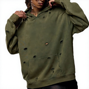 Sudadera con Capucha para Hombre con Logotipo Personalizado OEM, 100% Algodón, Estilo Desgastado, Retro, Oversize, Estilo Urbano - Product Image 6