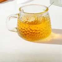 Tasse à café en verre style chinois avec poignée et couvercle, transparente et électroplaquée, pour le petit-déjeuner, le café, le thé et l'eau