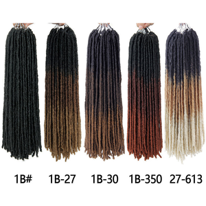 Cheveux au Crochet Faux Locs 24 Mèches Raides <span class=keywords><strong>Synthétiques</strong></span> Teints Façon Gipsy 18 Pouces, Extensions de Cheveux Double Tresse Machine Type <span class=keywords><strong>Dreadlocks</strong></span> - Product Image 4