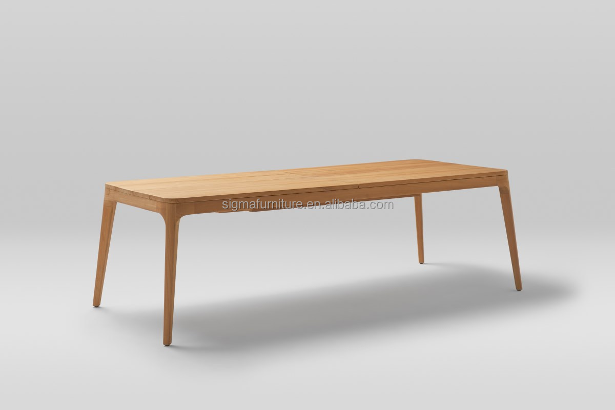 Outdoor Dining Area Home Hotel Modern Natural Wood Extendable Dining Table Teak
