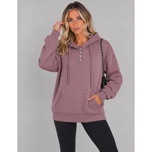 FOXA <b>Women's</b> Hooded Sweatshirt <b>Long</b> <b>Sleeve</b> Button Collar Asymmetric Pullover <b>Tops</b> Casual Wear - Product Image 3