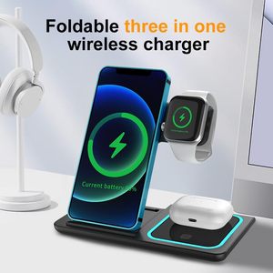 Support de charge sans fil <span class=keywords><strong>3</strong></span>-en-1 pour téléphone, <span class=keywords><strong>montre</strong></span> et écouteurs, pliable, charge rapide, <span class=keywords><strong>chargeur</strong></span> magnétique compatible avec Apple, <span class=keywords><strong>Huawei</strong></span> - Product Image 3