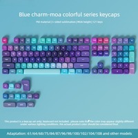 Blue Charm Keycap MOA Height PBT 5-side Dye Sublimation 120Keys Keycap Set Hot Sale for Ins/facebook/tiktok/shopee