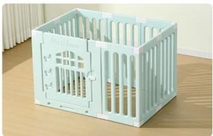 Parque de juegos para perros de HDPE y acrílico, fresco, dulce, de ocio, con empalmes libres, ajustable, seguro, con ruedas móviles, pequeño, impermeable - Product Image 4