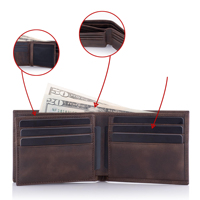 Portefeuille pour cartes de crédit en cuir véritable de haute qualité à 100% pour hommes avec protection RFID, portefeuille fin vintage en cuir pour hommes
