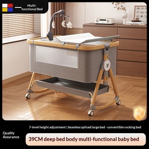 <span class=keywords><strong>Lettino</strong></span> Pieghevole <span class=keywords><strong>Portatile</strong></span> per Neonati con Altezza Regolabile, Multifunzionale in Metallo con Rullo e Zanzariera - Product Image 3