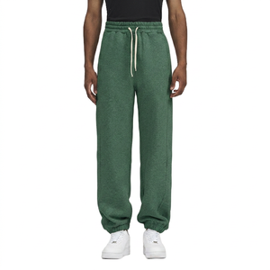 Pantalon de jogging décontracté pour homme en coton vert, taille élastique avec cordon de serrage, style ample, idéal pour l'automne, qualité supérieure - Product Image 1