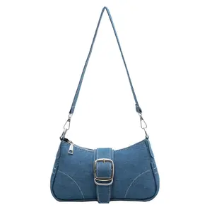 Custom denim crossbody bag for women,trending products 2023 new arrivals side plain ladies shoulder denim bags 2023