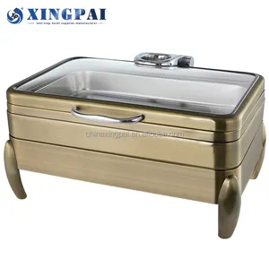 XINGPAI commercial catering equipment bronze chafing dish electric hot pot chafer dishes food warmer set for buffet