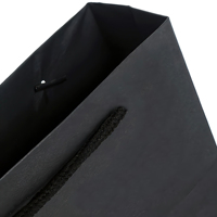 Sac en papier noir écologique et recyclable avec poignée torsadée, logo personnalisé pour l'emballage de bougies, de cadeaux et de produits de détail