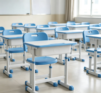 Meubles d'école OEM, table et pupitre de classe, usine chinoise, plateau en plastique, ensemble d'étude réglable en hauteur pour salle de classe