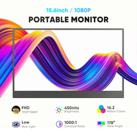 Monitor Portátil de 15.6 Pulgadas IPS 1080P HD, Sin Necesidad de Alimentación Externa por Tipo-C, Batería Incorporada, Protección Ocular para Trabajo Remoto