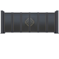 Puerta Eléctrica Plegable Retráctil de Aluminio para Entrada de Patio de Villa, Diseño Artístico Chino, Anticolisión, de Doble Apertura