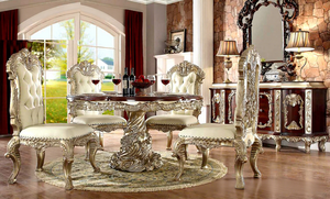 Juego de Comedor de Alta Gama Estilo Italiano para 12 Personas, Juego de Comedor de Madera Maciza Tallada a Mano de Lujo para Villas y Hoteles, Fabricante del Reino Unido - Product Image 4