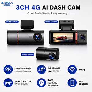 Cámara de Coche 4G LTE de 3 Canales, 2K, Doble Cámara Frontal 1080P, WiFi, GPS, ADAS, BSD, Sensor G, Grabación en Bucle, Monitor de Estacionamiento, Grabadora de Video, IA - Product Image 1
