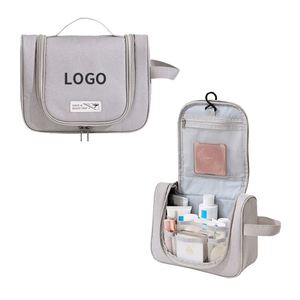 Sac de toilette personnalisé en soie avec logo imprimé, sac organisateur portable haut de gamme pour la promotion - Product Image 1