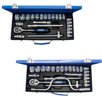 Boîte à outils en fer en gros, douilles de 1/2 pouce, 24 pièces, ensemble d'outils de réparation automobile, douilles, clés à douilles