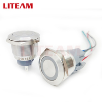 Interruptor de Botón Pulsador Antivandálico de Acero Inoxidable de 25 mm, LED Momentáneo con Bloqueo Automático, 12 V, Impermeable, Encendido/Apagado, Interruptores de Botón Pulsador Metálicos