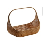 Panier de rangement tressé avec poignée, plateau en rotin pour pain, fruits, gâteaux, aliments, plateau de service pour la maison et la cuisine