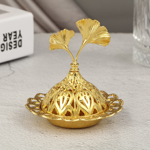 Brûleur d'aromathérapie en résine fine en forme de feuille de <span class=keywords><strong>Ginkgo</strong></span> ajourée, ornement de décoration d'intérieur tendance - Product Image 5