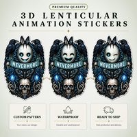 Stiker Anime Seram Dekorasi Halloween Stiker Manga Kustom Stiker Anime 3D Lenticular untuk Laptop Kulkas Mobil