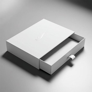 Logotipo personalizado <span class=keywords><strong>de</strong></span> lujo cubierta deslizante <span class=keywords><strong>de</strong></span> cartón rígido <span class=keywords><strong>de</strong></span> papel <span class=keywords><strong>de</strong></span> embalaje regalo pequeño cajón caja con cinta para joyería vela cosméticos - Product Image 1
