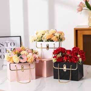 Bolsa de flores, caja de ramo de boda con asa de cadena de Metal, bolsa de floristería, cesta envolvente <span class=keywords><strong>para</strong></span> flores, caja de fiesta de boda - Product Image 3